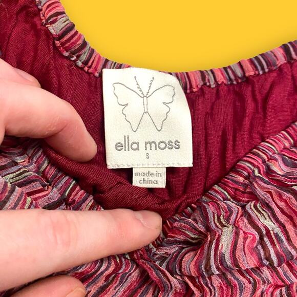 Ella Moss Anthropologie Silk Red Abstract Off the Shoulder Crop Top Size Small - Picture 4 of 6